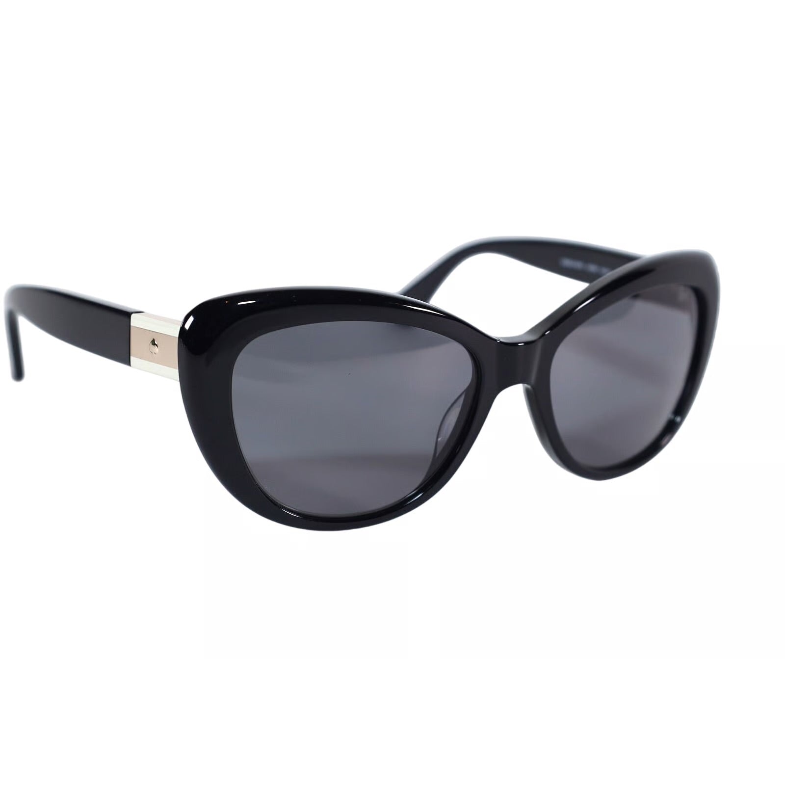 Black cat-eye sunglasses with dark lenses on a white background